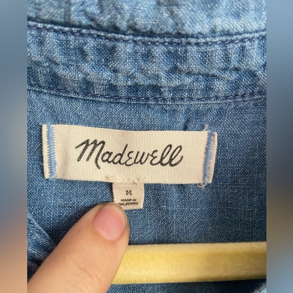 Madewell chambray linen blend central shirt dress M - Picture 3 of 5